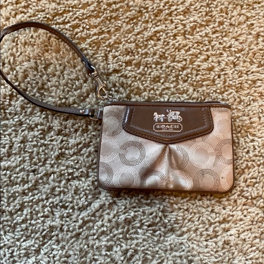 COACH brown wristlet